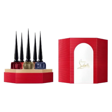 סט מיניאטורות Christian Louboutin Fétiche Collection – 5 בשמי EDP, 9 מ״ל כל אחד, בקבוקי זכוכית עם פקק סטילטו
