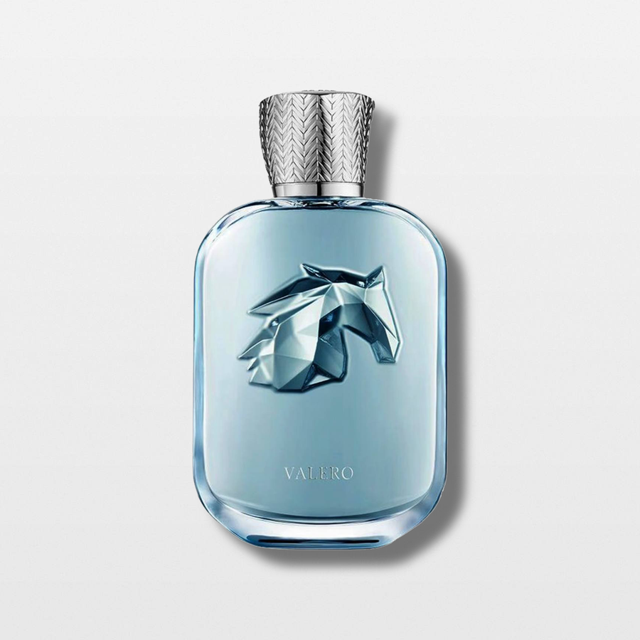 בושם Valero (וולרו) מבית Parfums de Marly יוניסקס 100 מ"ל, מבט חזיתי על בקבוק האקסטרייט דה פרפיום היוקרתי והמרשים.